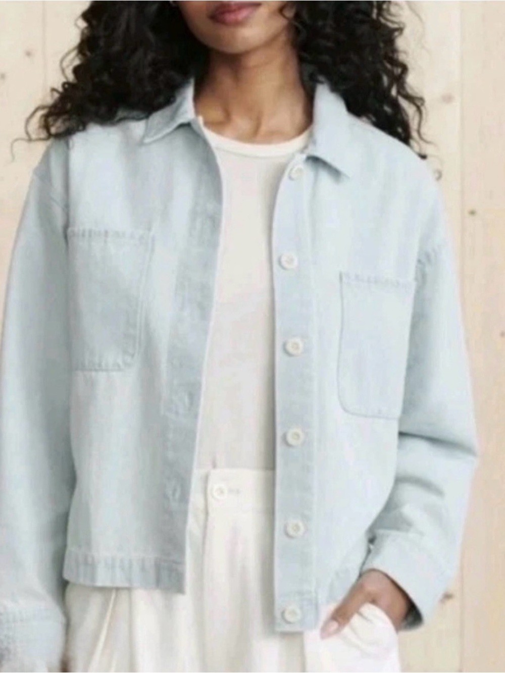 Jenni Kayne Denim Boxy Button Up Shirt Top Jacket S